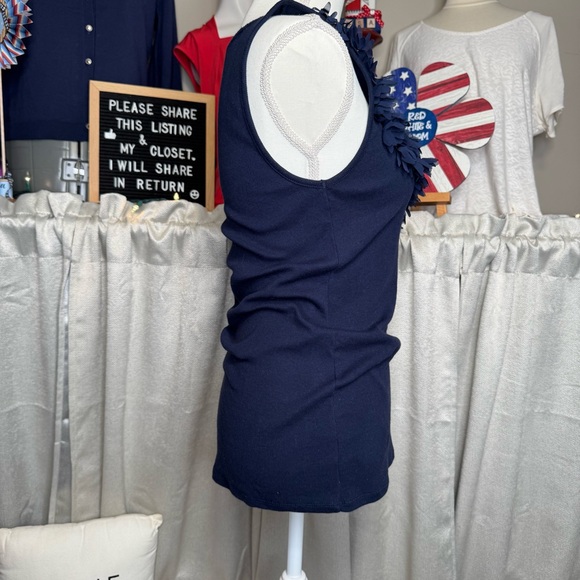 INC International Concepts Blue Ruffled Sleeveless Tank Top - Picture 5 of 8